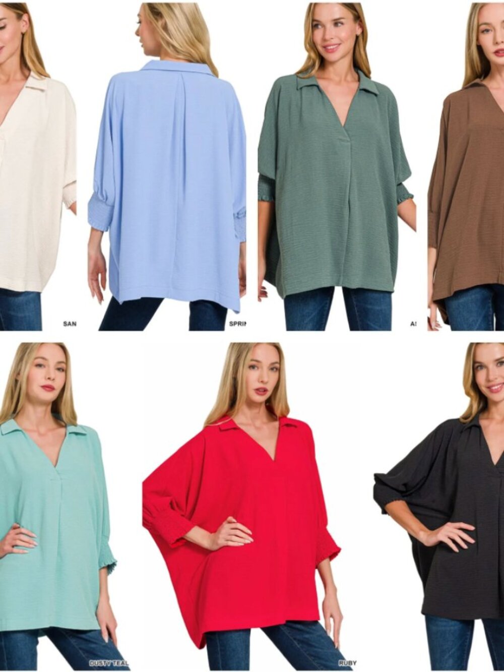 NEW! Zenana Olive Airflow Oversized Top | 3/4 Sleeve | Sizes M, L - Picture 3 of 3